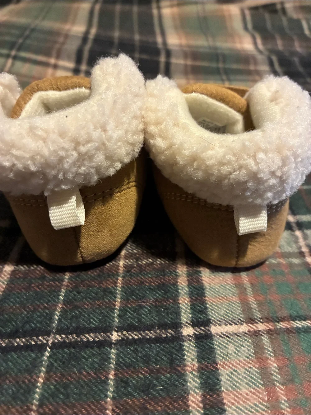 Cozy Baby Walker Booties with Sherpa Collar - Tan